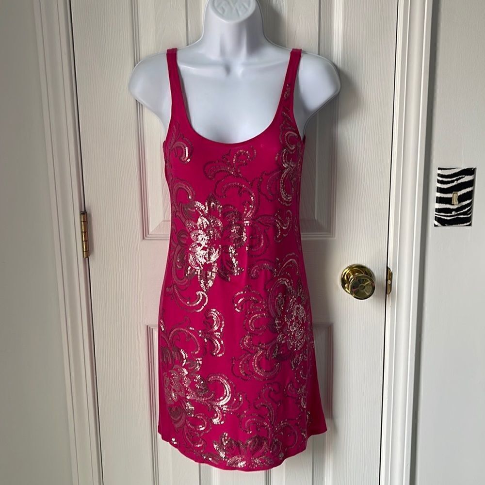 Express sequin pink tank top